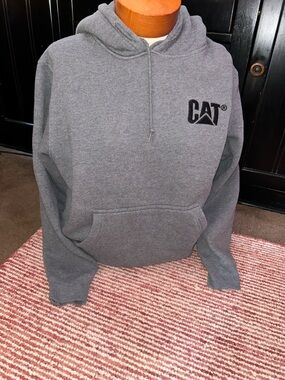 Caterpillar Gray Pullover Hoodie with Black CAT Logo